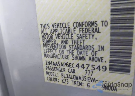 2014 Nissan Maxima 3.5 S из США, поврежденный, VIN 1N4AA5AP6EC447549